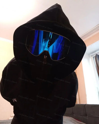 Men's Winter Hoodie with Balaclava Face Mask Zipper Design Sports Jacket for Outdoor Activities Hiking Travel Running Sweatshirt Zen fit plus