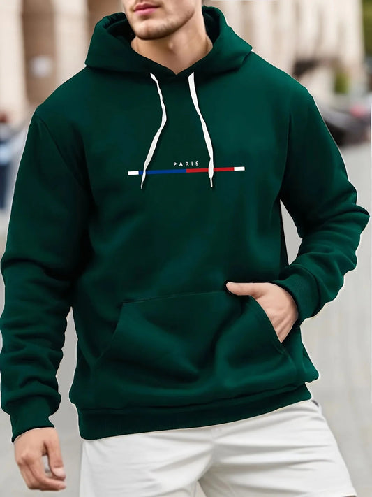 Paris Print Hoodies Tshirt  For Men Casual Autumn Winter Zen fit plus