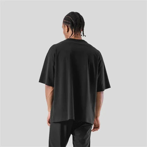 ONE POINT LYFT Print Big T Shirt Men Running Sport Gym Fitness Training Oversized 100% Cotton T-shirt Mens Bodybuilding Tee Tops - Zen Fit Plus