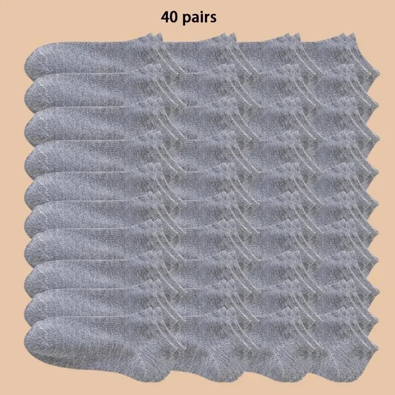 10/12/20/40 Pairs Men Boat Socks Business Sport Sweat Absorption Mature Summer Autumn Solid Color Soft Non Pilling Ankle Socks - Zen Fit Plus