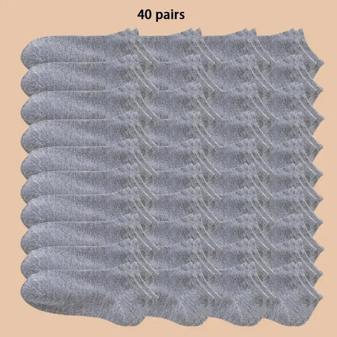 10/12/20/40 Pairs Men Boat Socks Business Sport Sweat Absorption Mature Summer Autumn Solid Color Soft Non Pilling Ankle Socks - Zen Fit Plus