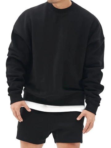 Men's Fashion - Forward Casual Trendy Solid - colored Crew - Neck Sweatshirt for Effortless Everyday Urban Street Styles Zen Fit Plus