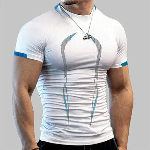 Men Compression Gym t Shirt Short Sleeve Bodybuilding Fitness Top Tee Man Quick Dry Running Sport t Shirts Male Gym Sportswear - Zen Fit Plus