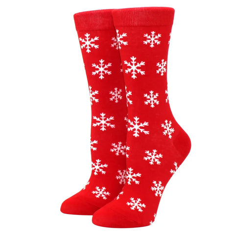 1 pair of Christmas tree, old man and reindeer fashion trend ladies Christmas medium cotton socks - Zen Fit Plus