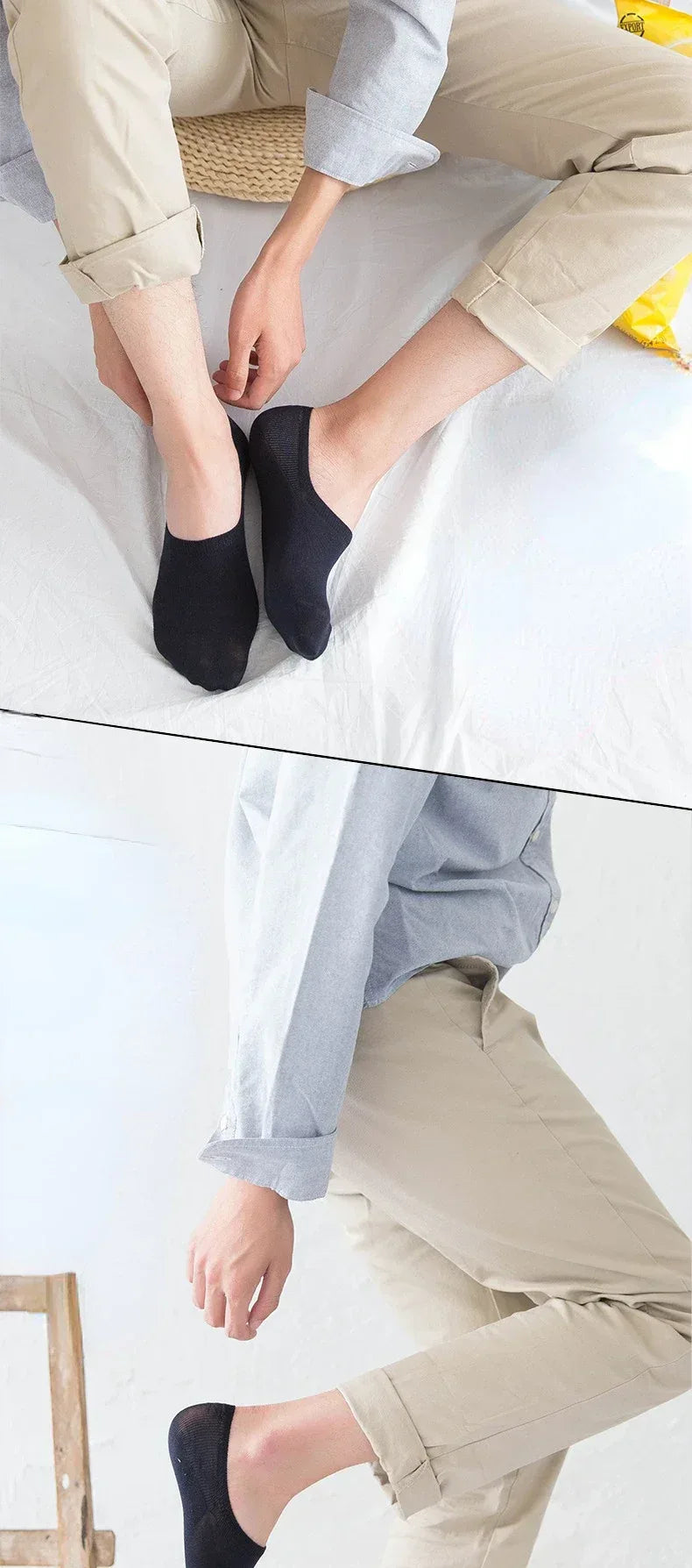 Socks Men Short No Show Low Cut Ankle Cotton Thin Black White Multipack Non-slip Silicone Summer Breathable Invisible 5pair /Lot - Zen Fit Plus