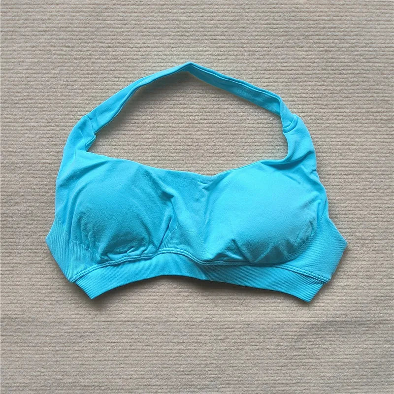 HBC Women's Sports Bra High Elastic Halter Top Push-up Fitness Workout Underwear Seamless Gym Tops Yoga Bra Zen Fit Plus