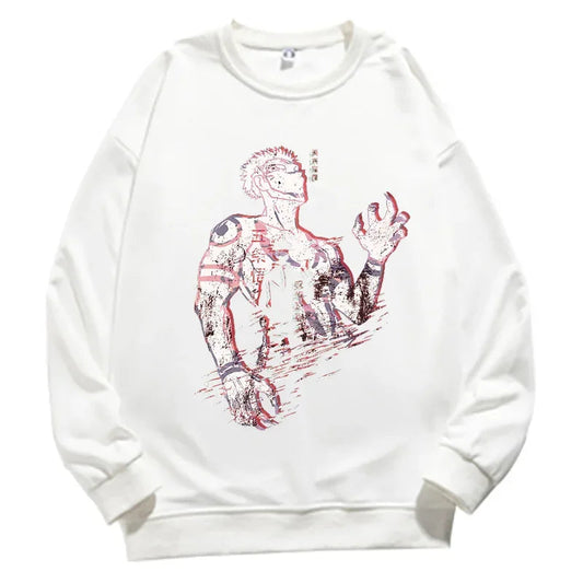 Jujutsu Kaisen Anime round Neck Long Sleeve Sweatshirt Unisex Cotton Printed T-Shirt Virtual Two-Dimensional Cultural Apparel Zen Fit Plus