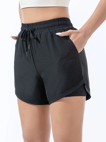 Sports shorts women wear fast-drying anti-light double-decker summer leisure fitness running training yoga pants holiday two Zen fit plus