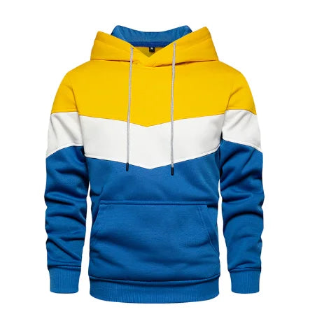 Men's Patchwork Hoodie Outdoor Casual Sportswear Street Fashion Men's Fleece Thermal Hooded Sweatshirt Fall Winter Black Zen fit plus