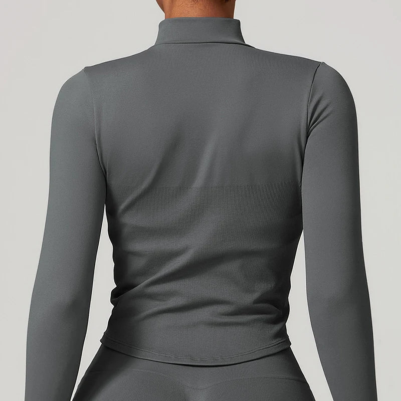 Hearuisavy Autumn Running Zipper Workout Jacket Women Long Sleeve Sportswear Gym Top Female Quick-Dry Yoga Clothing Sport Coat Zen fit plus