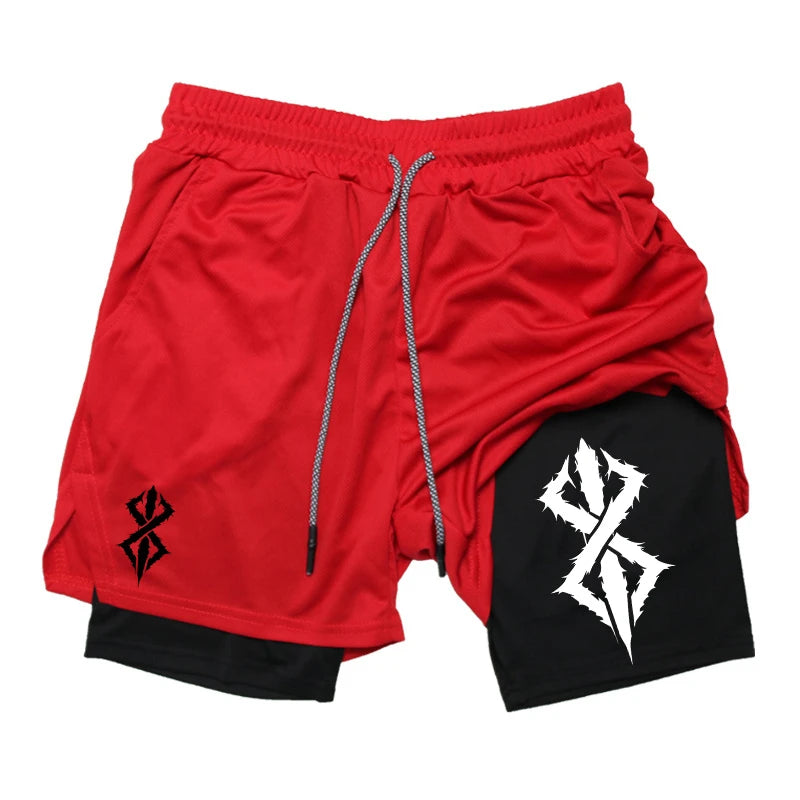 Summer Shorts for Men 2 in 1 Athletic Gym Workout Running Performance Shorts Print with Phone Pocket Quick Dry Breathable Zen fit plus
