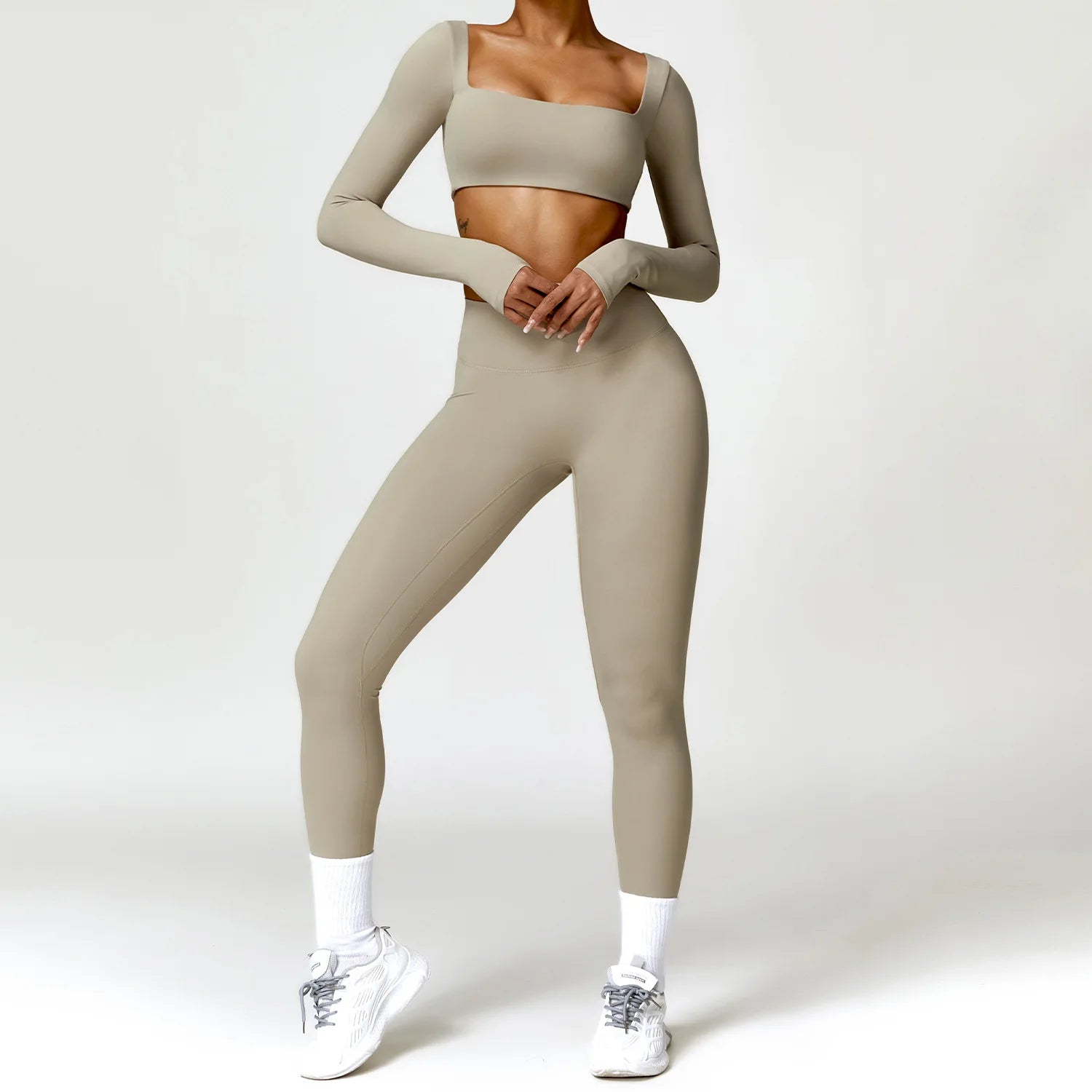 2PCS Yoga Suit Sports Set Women Quick-Drying Gym Set Women Tracksuit Running Workout Long Sleeve Sports Shirt Yoga Clothing Zen fit plus