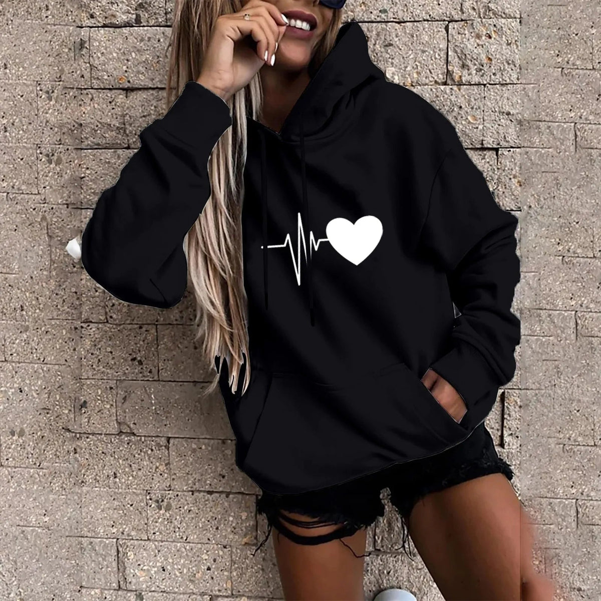 Women's Pullover Fashion Casual Fun Print Hooded Sweatshirt Loose Sports Tops Pullover Zen fit plus