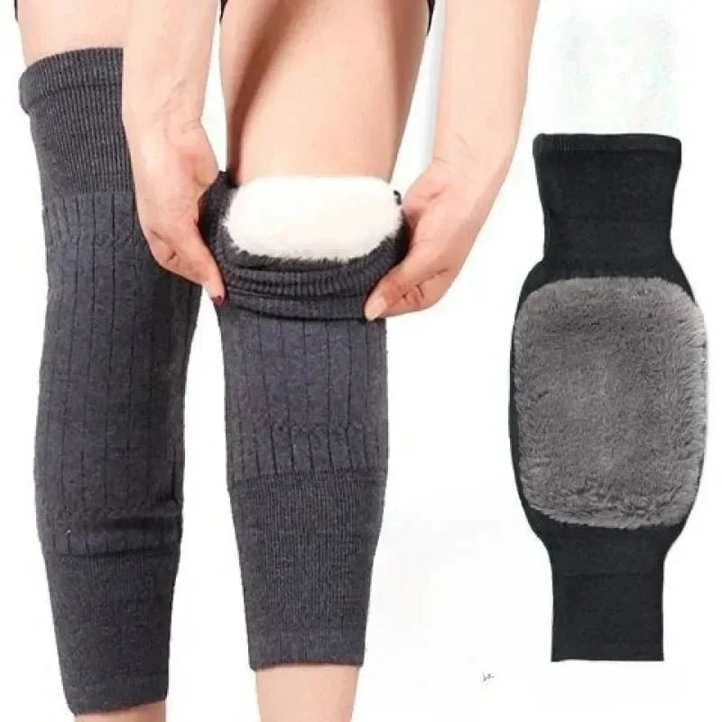 New Rabbit Fur Knee Pads Winter Universal Old People Cold Leg Arthritis Kneepad Thermal Keep Warm Thick Velvet Knee Protector Zen Fit Plus