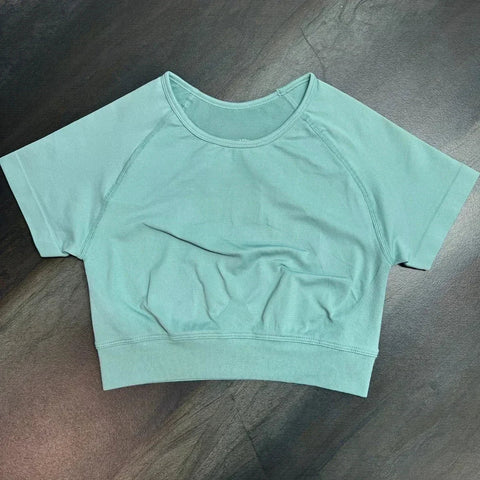 Impact Crop Top Women Short Sleeve Yoga Top Shirts Light Weight Gym Crop Top Seamless Sports Shirt Ribbed Crop Fit Zen fit plus