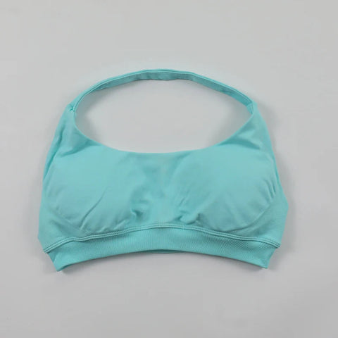 Impact Sports Bra for Women Seamless Halter Neck Strap Bra Sexy Open Back Padded Yoga Top Bra Medium Support Gym Crop Top Zen fit plus