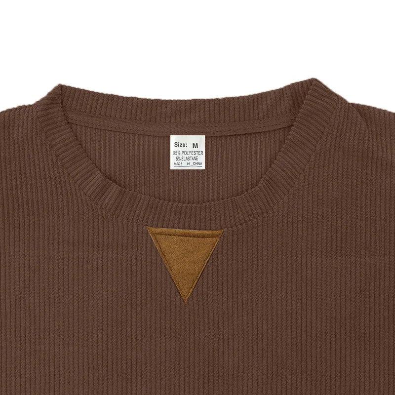 2024 hot-selling spring and autumn European size men's round neck casual stand-up collar corduroy long-sleeved sweater men - Zen Fit Plus