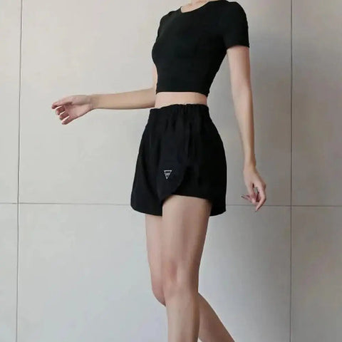 New Gym Sport Shorts Casual Outdoor Running Quick Dry Waist Women High Pieces Pants Shorts Short Two Training Elastic Short Q3O3 Zen fit plus