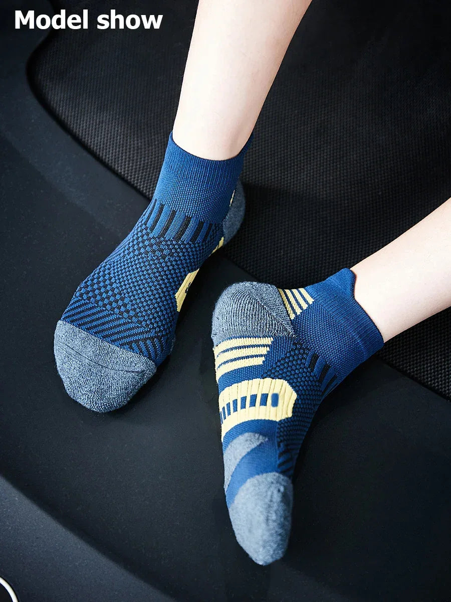 3Pair Professional Fitness Sports Socks Towel Bottom Non-Slip Running Socks Men Women Short Quick-Drying Basketball Training Sox - Zen Fit Plus