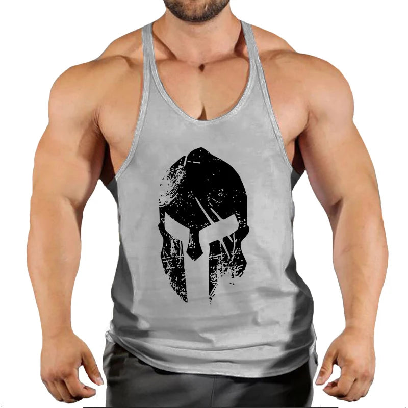 Men's solid color fitness trend print pattern loose thin belt vest breathable and comfortable sleeveless basketball vest Zen fit plus