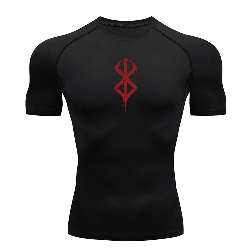 Men's Print Compression Shirts Summer Short Sleeve Rash Guard Gym Workout T-shirt Athletic Quick Dry Baselayer Undershirts Tops Zen fit plus