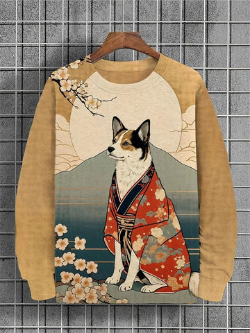 2025 Men's Animal Sweatshirts Long Sleeve Sweatshirt Crew Neck Fashion 3D Printed Japanese Art Prints Casual Sweatshirts Zen Fit Plus