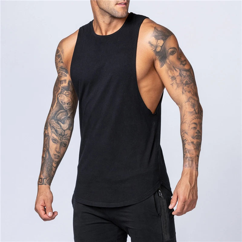 Men's Gym Clothing Summer Fitness Cotton Tank Top Men Jogging Bodybuilding Sleeveless Shirt Breathable O-Neck Casual Muscle Vest Zen fit plus