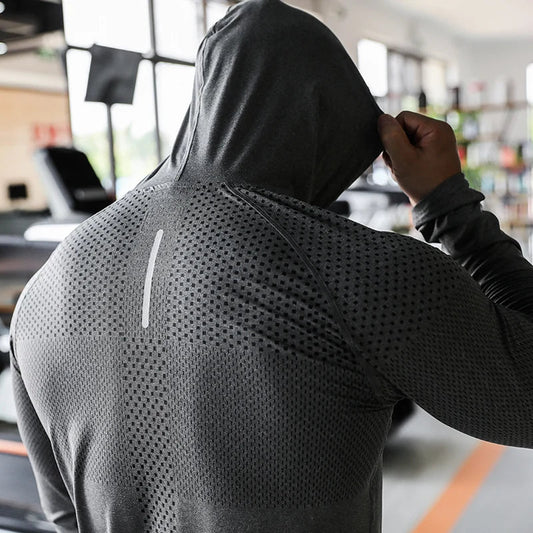 Mens Fitness Tracksuit Running Sport Hoodie Gym Joggers Hooded Outdoor Workout Shirts Tops Clothing Muscle Training Sweatshirt Zen fit plus