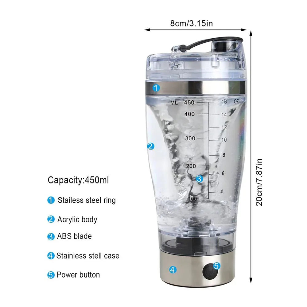 450/600ml  Electric Mixing Cup Portable Protein Powder Shaker Bottle Mixer For Travel Home Office Kitchen Tools Zen fit plus