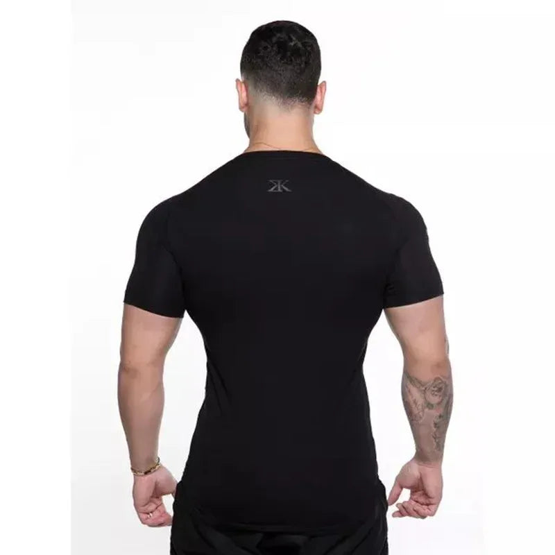 2024 Men Running Sports T-shirt Training Quick Dry Tight Short Sleeves Shirt Bodybuilding compress Fitness Tee Tops men Clothing - Zen Fit Plus