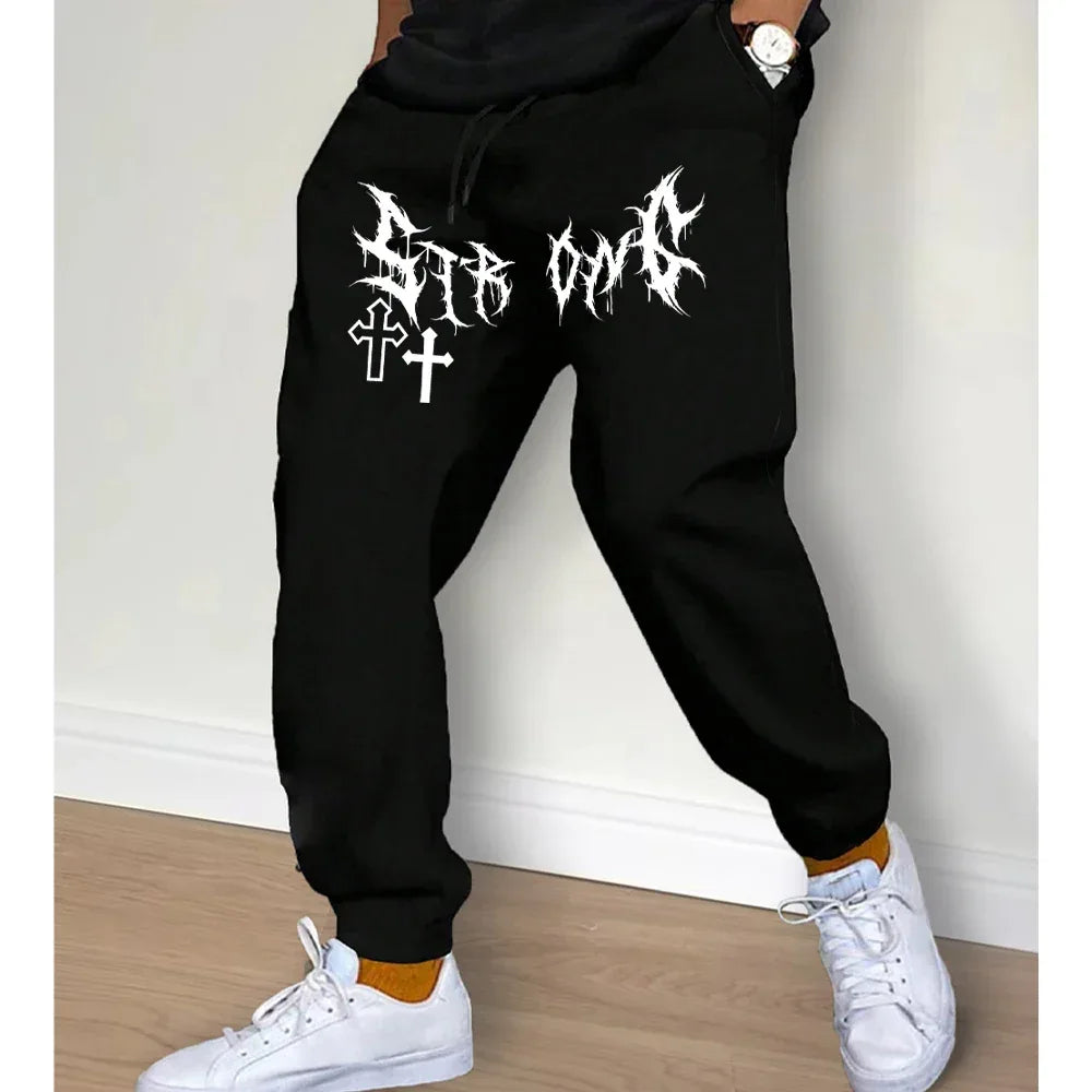Fashion Men's Printed Pants Autumn Winter Fleece Running Pants Joggers Sweatpants Streetwear Gym Fitness Sport Casual Trousers - Zen Fit Plus