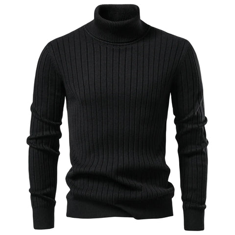 AIOPESON Men's Turtleneck Sweater Solid Color with Striped Pullover Warm Knitwear Winter Basic Casual High Quality Sweater Male Zen Fit Plus