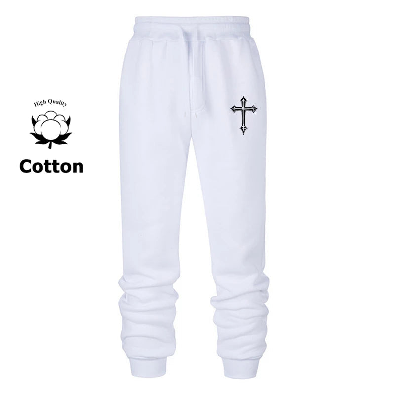 Cross Print Sweatpants for Men Christian Athletic Running Joggers Trackpants Autumn Winter Warm Cozy Fleece Lined Pants Trousers Zen fit plus