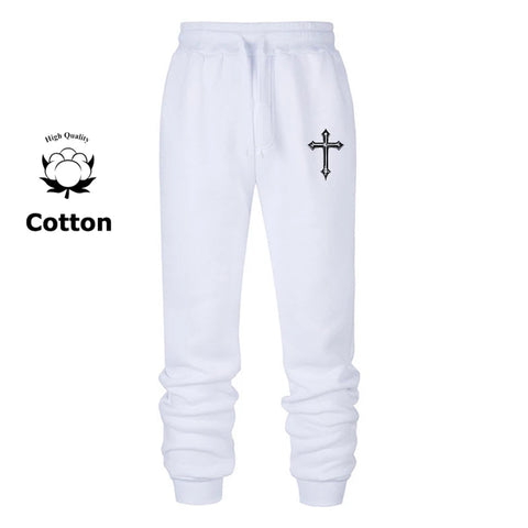 Cross Print Sweatpants for Men Christian Athletic Running Joggers Trackpants Autumn Winter Warm Cozy Fleece Lined Pants Trousers Zen fit plus