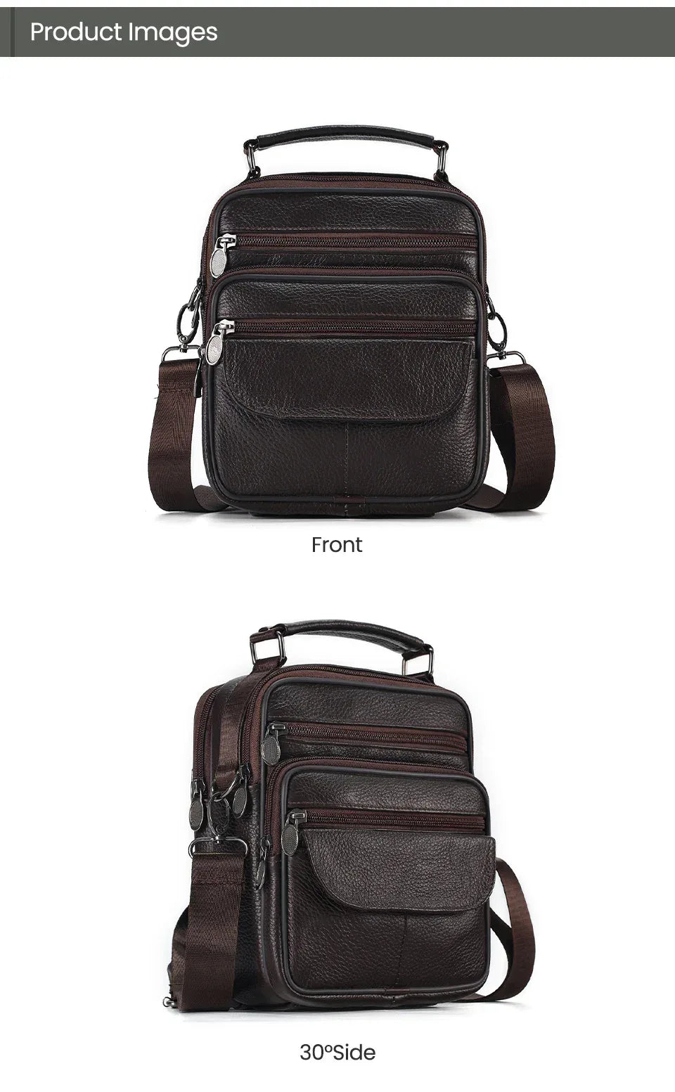 JOYIR Men Genuine Leather Crossbody Bags Messenger Bag for Male Trendy Shoulder Bags Casual Travel Sling Bag Handbags - Zen Fit Plus