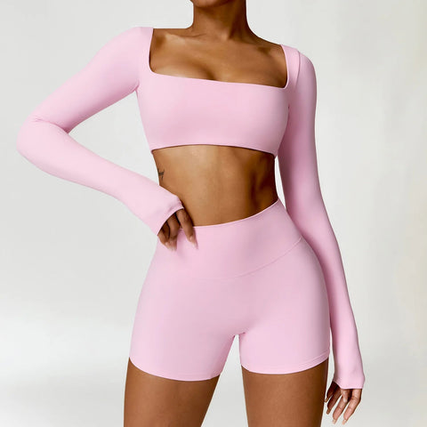 2PCS Yoga Suit Sports Set Women Quick-Drying Gym Set Women Tracksuit Running Workout Long Sleeve Sports Shirt Yoga Clothing Zen fit plus
