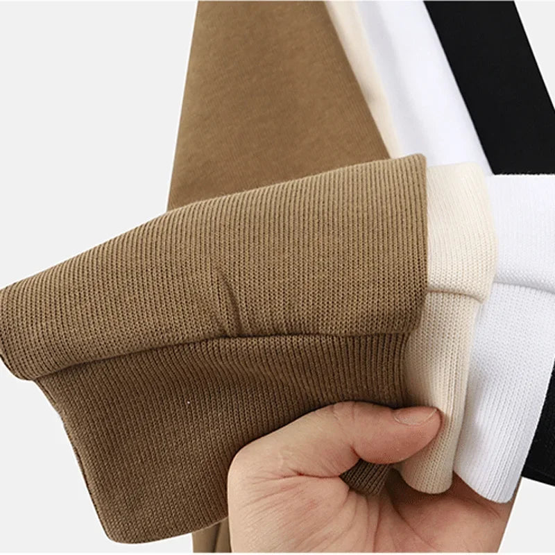 Thickened Fleece Cotton Hoodie Unisex Oversized round Neck Solid Color Couple's Sweatshirt Versatile Autumn Winter New Arrival Zen Fit Plus