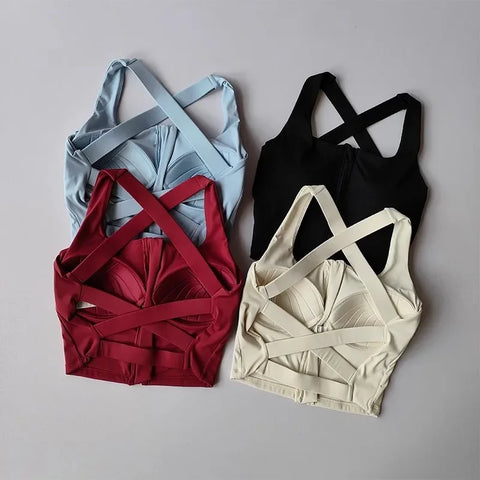 Women Fitness Underwear Yoga Bras cross Back Beauty Sports Bras Front Zippe Top Bra Sexy Breathable Underwear For Women Gym Top - Zen Fit Plus