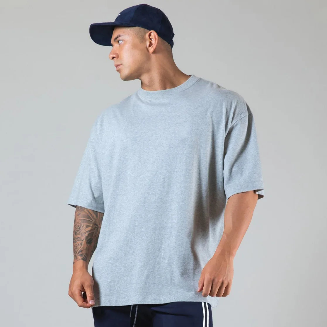 JAPAN&UK Cotton Gym Shirt Sport T Shirt Men Short Sleeve Running Shirt Men Workout Training Tees Fitness Loose large size M-XXXL Zen fit plus