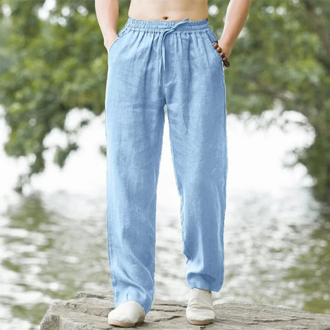 Men's Beach Pants Joggers  Streetwear Cotton Linen Sweatpants Casual Pants Hawaiian Vacation Loose Summer Long Zen fit plus