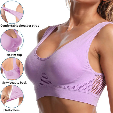 Seamless Mesh Women Sports Bras Fitness Gym Running Underwear Shockproof Bra Wireless 6XL Plus Size Crop Top Breathable Yoga Bra Zen fit plus