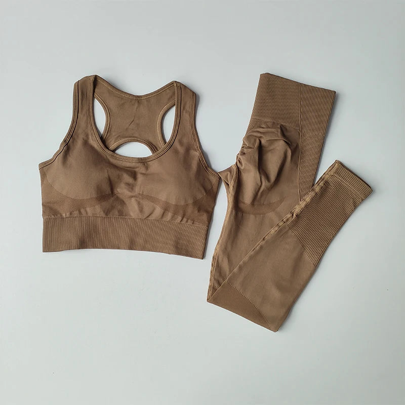 2PCS Sports Bra Women's Set Professional Fitness Tank Top Bra Shockproof Running Leggings Yoga Suit Beautiful Back Bra Clothing Zen fit plus