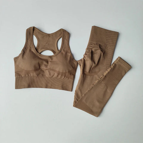 2PCS Sports Bra Women's Set Professional Fitness Tank Top Bra Shockproof Running Leggings Yoga Suit Beautiful Back Bra Clothing Zen fit plus