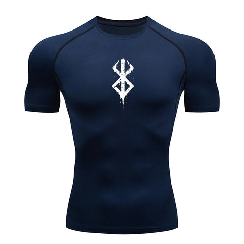 Men's Print Compression Shirts Summer Short Sleeve Rash Guard Gym Workout T-shirt Athletic Quick Dry Baselayer Undershirts Tops Zen fit plus