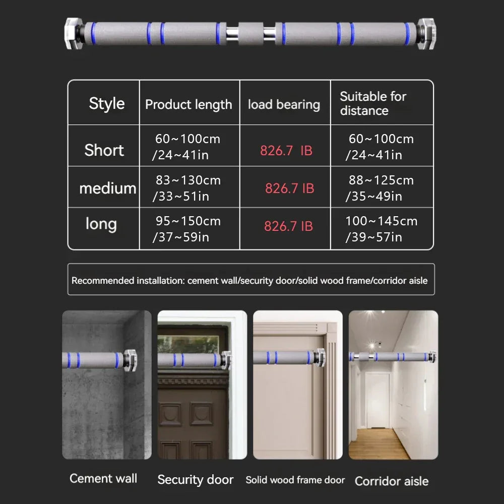 Telescopic Doorway Pull Up Bar Non-Slip Chin-Up Fitness Equipment Adjustable Home Gym Strength Training Heavy Duty For Men Women - Zen Fit Plus
