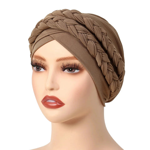 Lady Women Hat Chemo Cap Muslim Braid Head Scarf Turban Head Wrap Cover  Hair Loss Islamic Headwear Zen Fit Plus