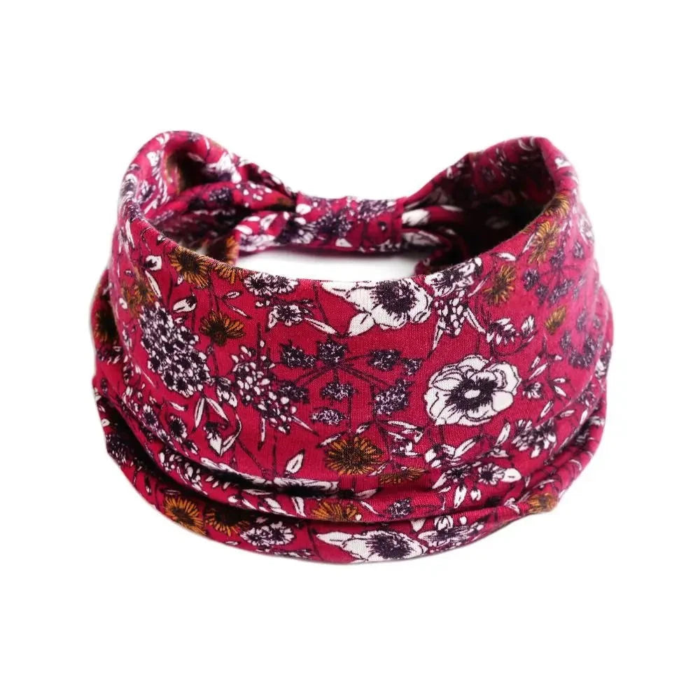 Bohemia Print Wide Headbands New Vintage Elastic Knot Turban Headwrap for Women Girls Soft Print Yoga Bandana Hair Accessories Zen Fit Plus