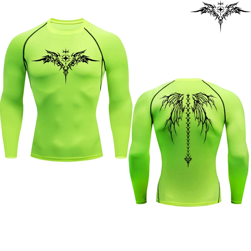 Casual Anime Print Running Compression T-Shirt Men's Quick-Drying Fitness Sportswear Gym Sports Long Sleeve Breathable Top S-3XL Zen fit plus