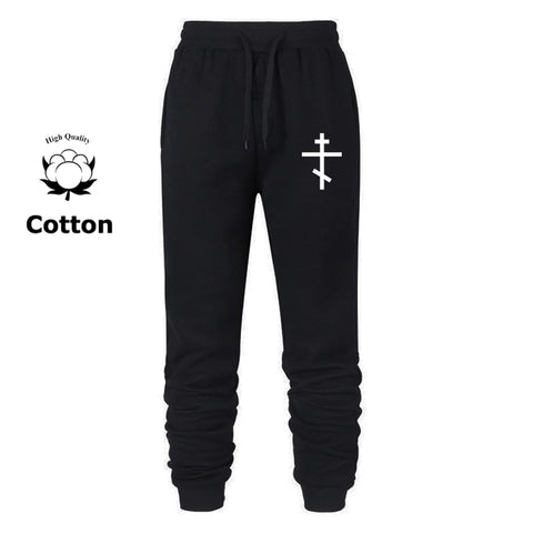 Cross Print Sweatpants for Men Christian Athletic Running Joggers Trackpants Autumn Winter Warm Cozy Fleece Lined Pants Trousers Zen fit plus