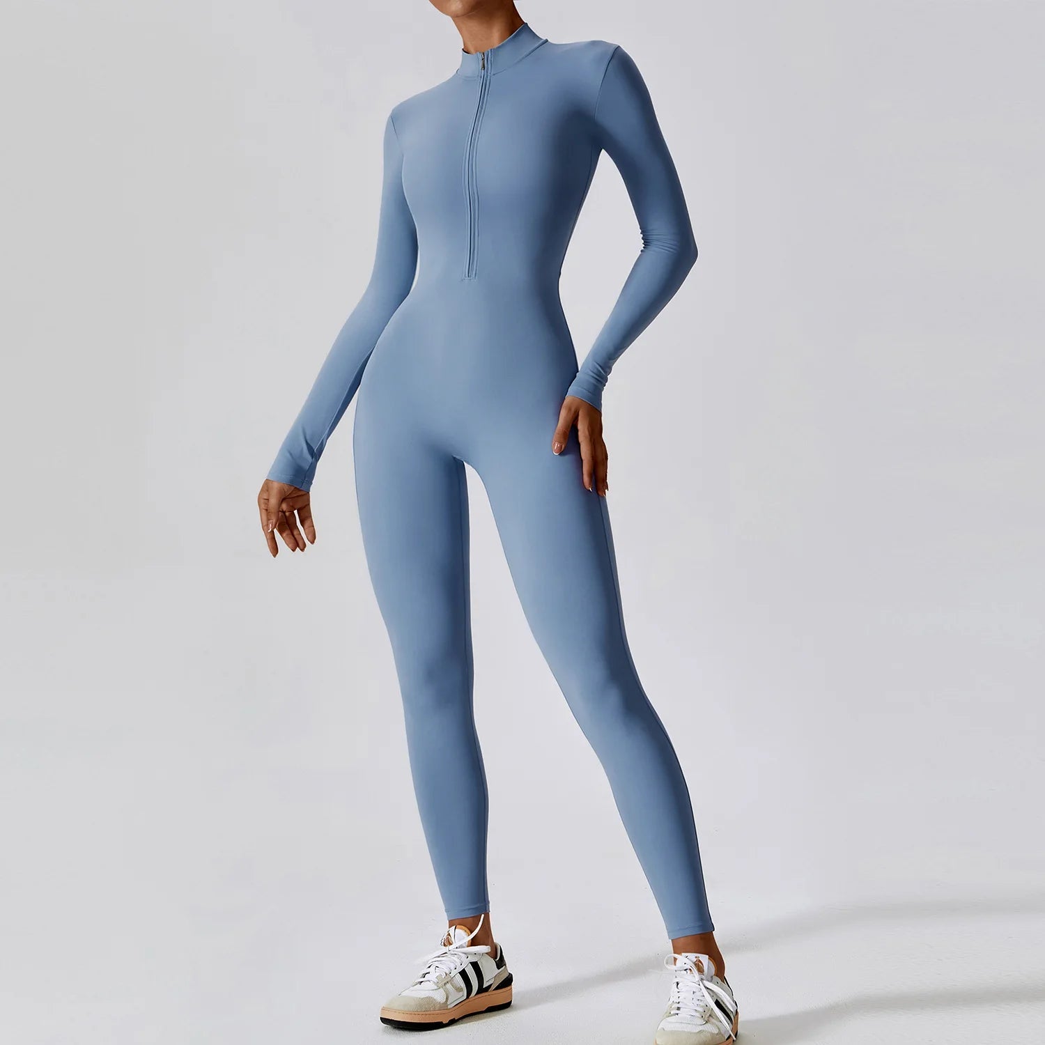 Yoga Boilersuit Long Sleeved Women's Sportswear Gym Zipper Jumpsuits Workout High-intensity Fitness One-piece Skin-tight Garment Zen fit plus